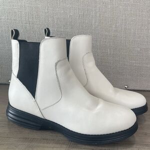 COLE HAAN | Original Grand White Leather Chelsea Boots Women's Sz 8B Waterproof